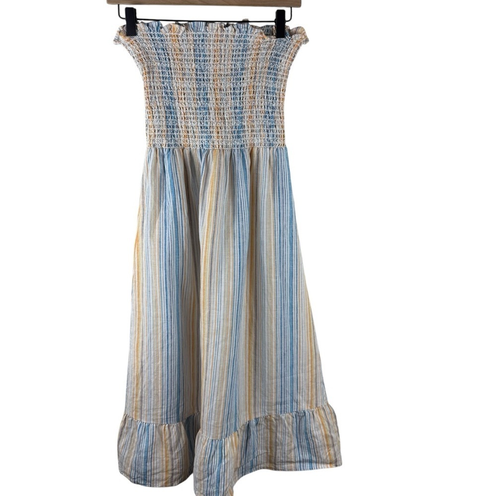 Reformation Marbella Bermuda Smocked 100% Linen Midi Dress Size M - Picture 8 of 9